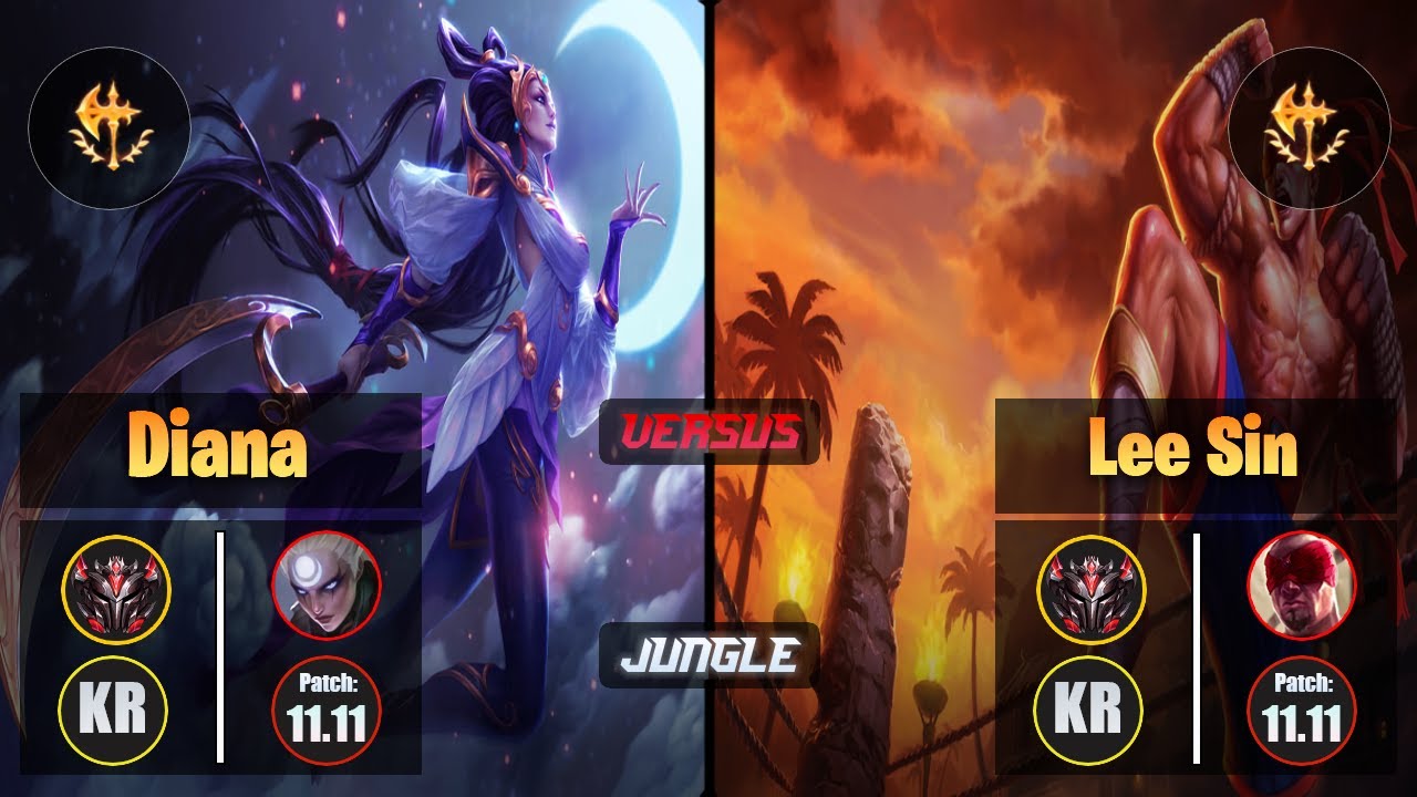 GrandMaster DIANA [Conqueror] (Jungle) VS  LEE SIN - Grandmaster KR Patch 11.11