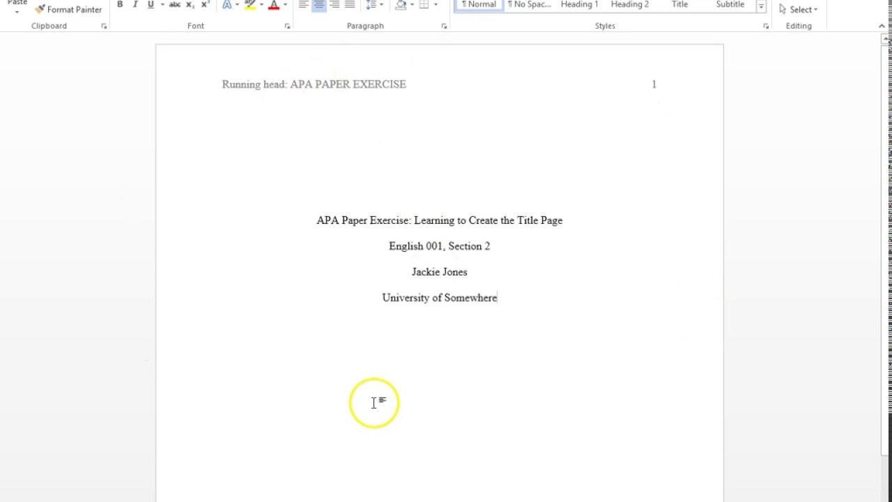 essay title page example apa