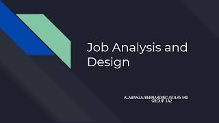 Job Analysis and Design