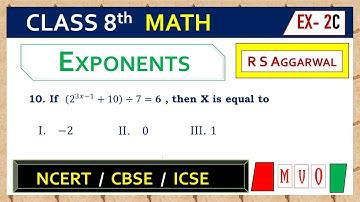 Math Class 8 | Exercise- 2C | Qus. 10 | EXPONENTS | Chapter - 2 | R S AGGARWAL  #mvo #rsaggarwal