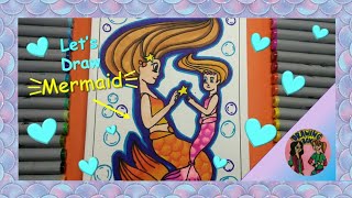 Lets draw Mermaid | Cute mermaid drawing | Alcohol marker art