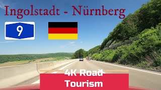 Driving in Germany from Ingolstadt to Nürnberg on A9