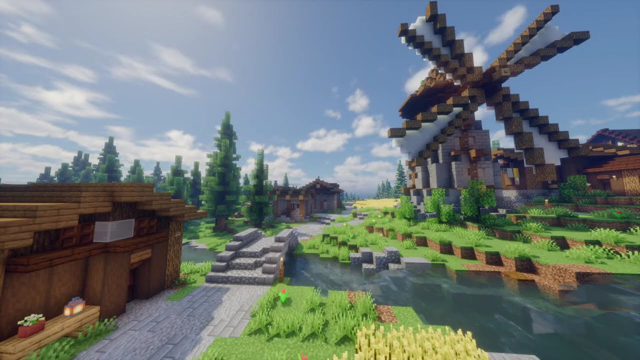 4 HOURS of Minecraft Rain Ambience -🌧️ Cozy Medieval Village • Music & Day/Night Cycle