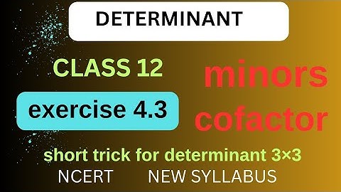 class 12 exercise 4.3 । determinant । ncert । chapter 4 । minors and cofactor