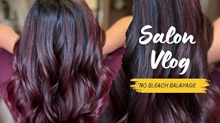 Burgundy No Bleach Balayage Tutorial | Salon Vlog | Indian Hair Color | Vasai Salon