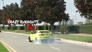 CRAZY FLYBYS AND BURNOUTS | Central Florida Cars & Coffee | August 2023 | Exits/Pullouts