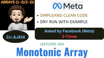 Monotonic Array | Simple | Clean | META | Leetcode - 896 | Live Coding | Explanation