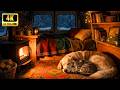 Winter Cabin Ambience ❄️🔥 Cozy Fireplace With Snowfall | Relax, Sleep &amp; Study | 4K 8 Hours