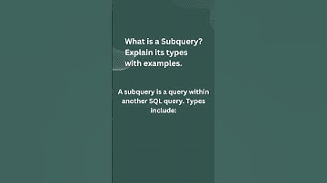 SQL Subquery and Its Types #sql #database #analytics