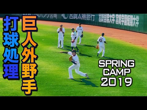 プロ選手のフェンス際打球処理 巨人外野手 守備練習   2019春季キャンプ編