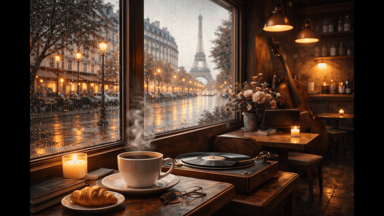 Rainy Afternoon in Paris ☕ | Cozy Café Jazz