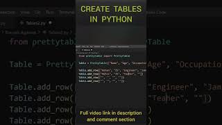 Create Tables in Python 🔥 | Every beginner & SQL developer must watch this video #shorts #python