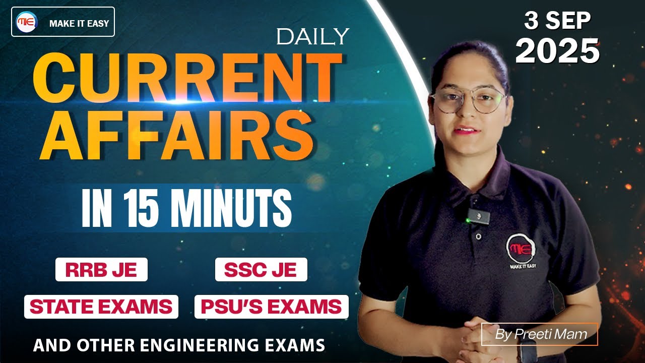 3 September Current Affairs | Daily Current affairs for SSC JE 2025 ...