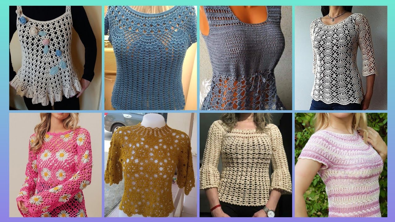 Elegant outstanding crochet pattern of handmade top blouse designs ideas