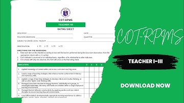 COT RPMS Teacher I-III Free Download Template SY 2022-2023