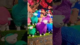 Mama sheep green purple and blue