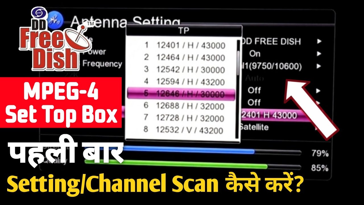 DD Free Dish mpeg 4 set top box first time setting and channels scanning | dd  free dish - YouTube