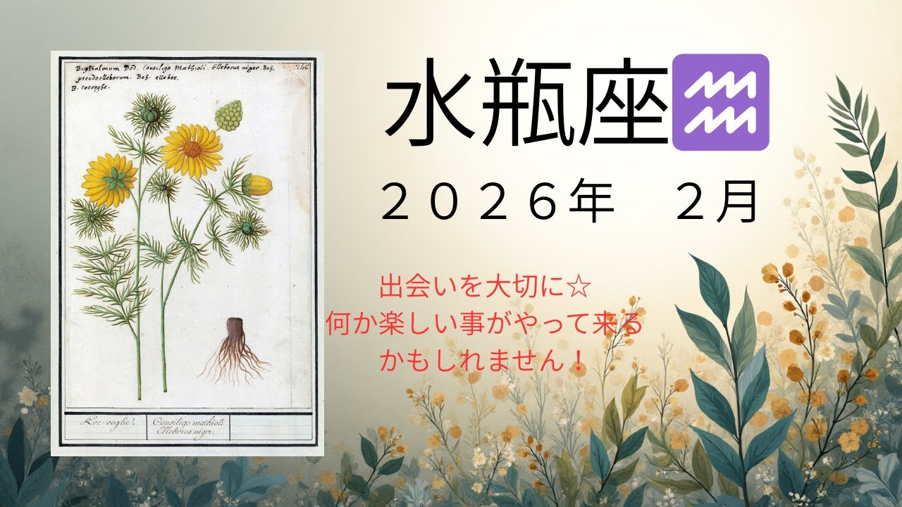 2026年　2月　【水瓶座♒】タロットリーディング＆ワンポイントヨーガ　出会いを大切に☆　何か楽しい事がやって来るようです！
