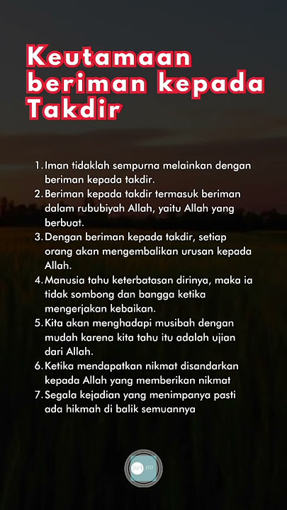 keutamaan beriman kepada takdir