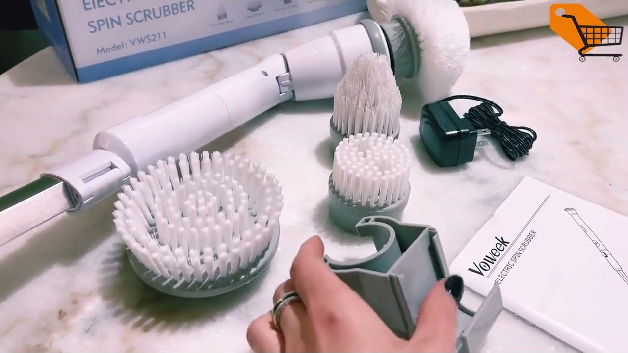 Electric Spin Scrubber, Voweek Cordless Shower Cleaning Brush with  Adjustable