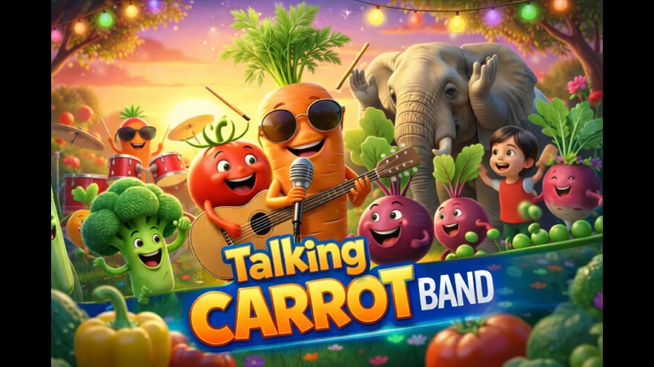 Talking Carrot Band 🥕🎸 | Funny Veggie Song for Kids | Learning & Dance Cartoon