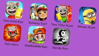 Talking Tom Gold Run (iOS,Android) Subway Surfers,Minion Rush,Tom Hero Dash,Vlad&amp;Niki Run,Bendy Run