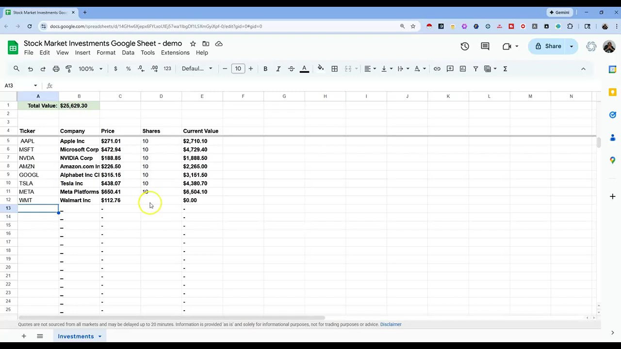 Track Stock Market Prices and Investments with this Google Sheet