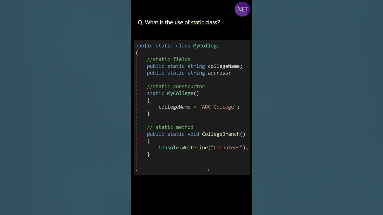 What is the use of static class youtube