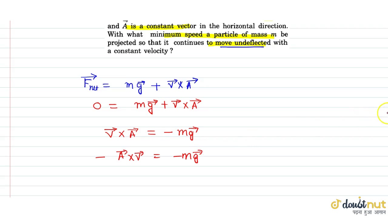 A Force Vecf Vecvxxveca Is Exerted On A Particle In Addition To The Force Of Gravity Where V Youtube