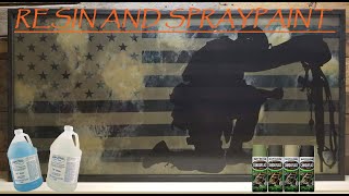 Resin Camo Flag Donation Piece MULTI COLOR POUR 2.5 gallons of resin