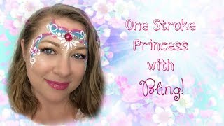 One Stroke Princess Face Painting tutorial with BLING!