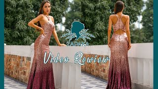 Women Rose Gold Open Back Halter Ombre Sequin Long Prom Evening Dress | ZAPAKA screenshot 3
