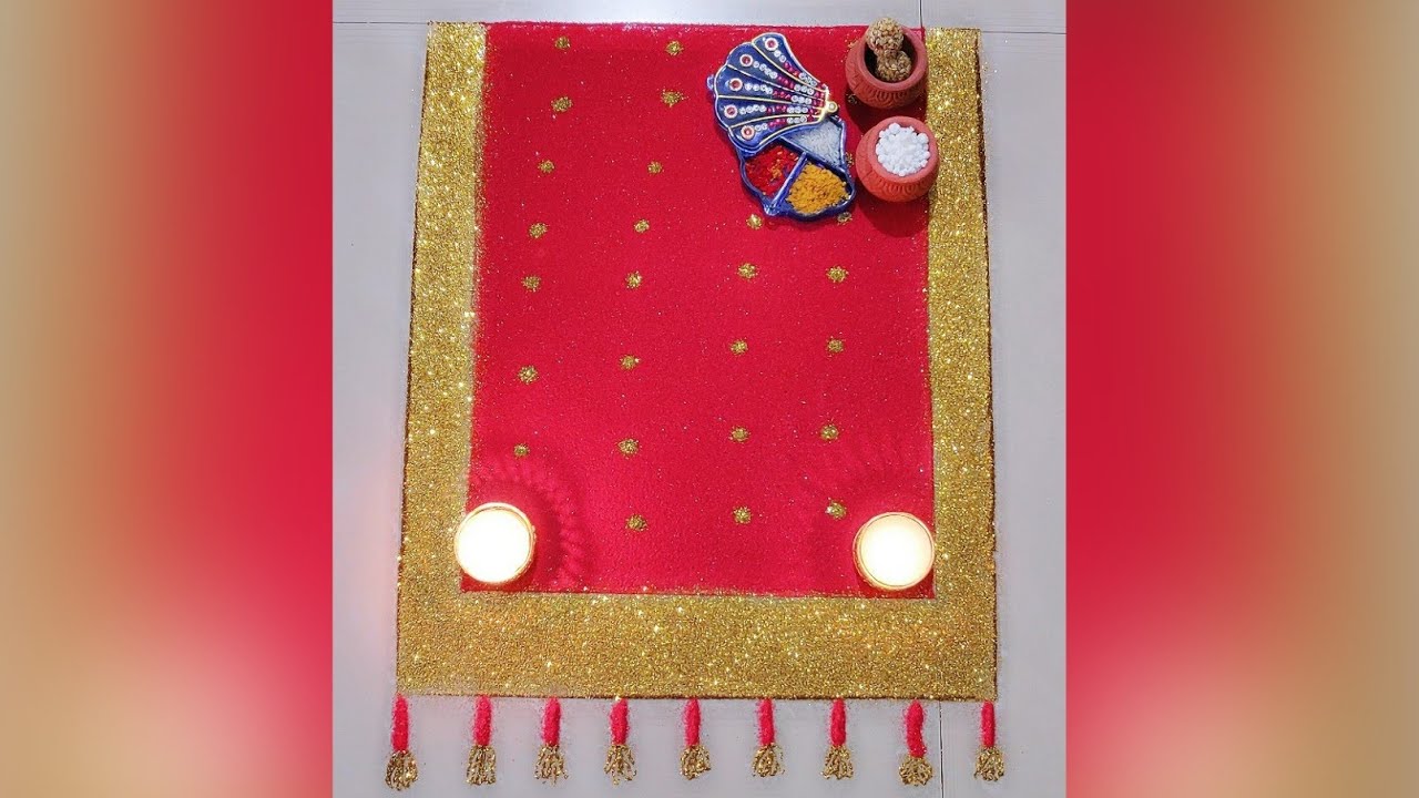 Haldi kumkum Rangoli. Saree Rangoli. Very easy and attractive ...