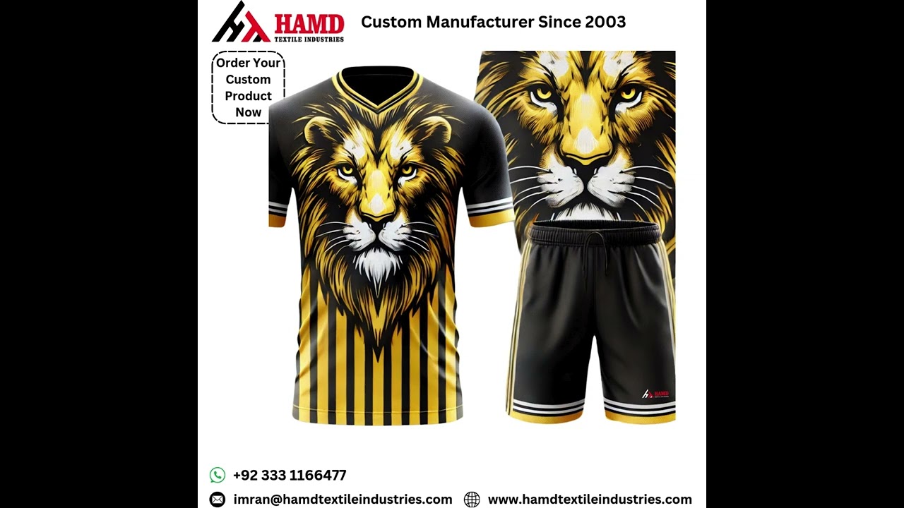 Custom Made Lion Print Soccer Uniform – Organic & Recycled Fabric for Sustainable Performance