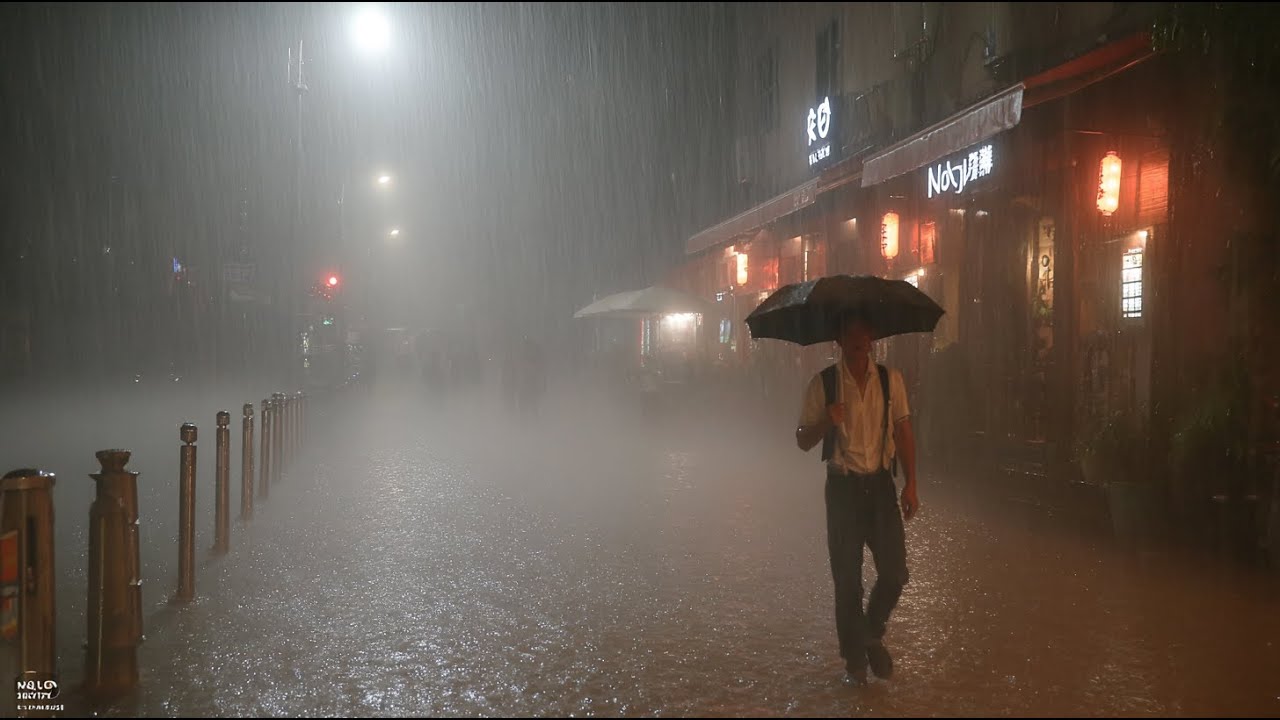 No Plan, No Shelter, Just Walking Heavy Rain. Relaxing Sound for Sleep Meditation. White Noise.
