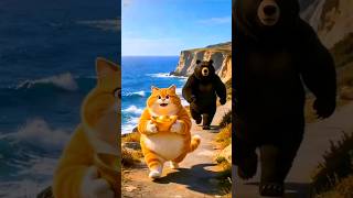 Cat Become Angry Against A Bear 🐻😱| New Funny Orange Cat #shorts #viralshorts