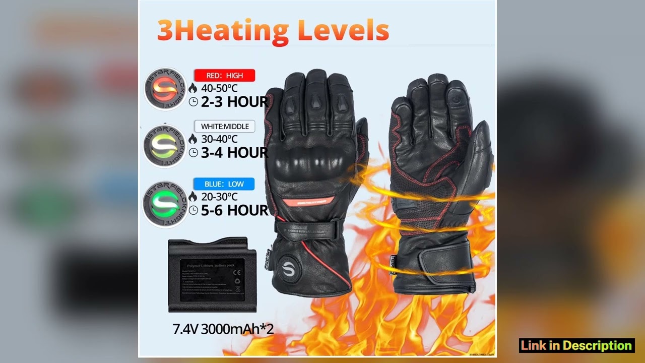 Motorcycle Heated Gloves Waterproof Genuine Leather Heated Gloves Touch Screen Motorbike Riding