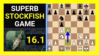 Superb Stockfish 16.1 Chess Game, English Opening, Symmetrical Variation, Mecking