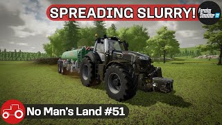 Spreading Slurry, Mowing & Baling Grass For Silage - No Man's Land #51 FS22 Timelapse