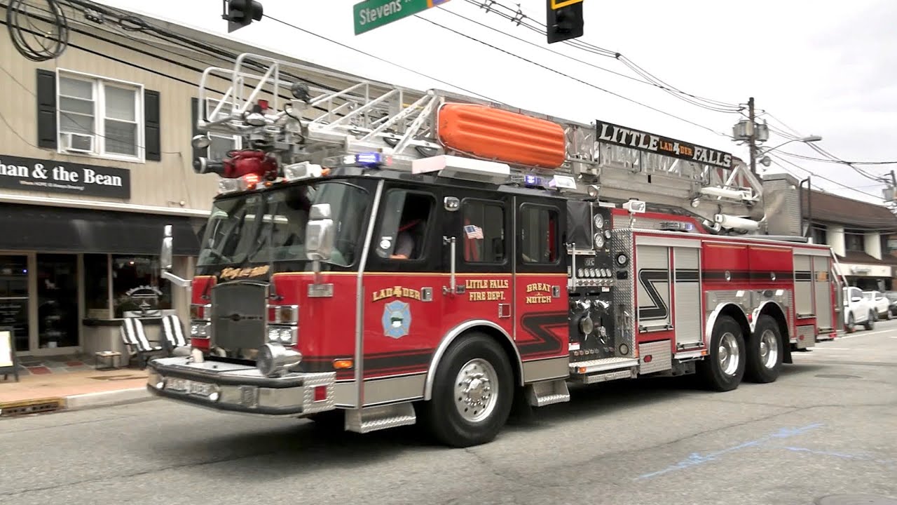 Little Falls NJ Fire Dept, Great Notch Co# 4, Ladder 4 “King of the Hill” responding on Main St
