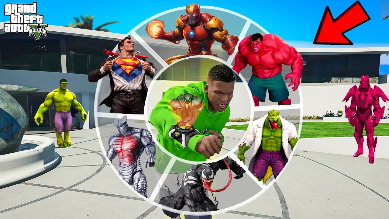 Franklin Try New Avengers Ben 10 Watch And Become Superhero in GTA 5!