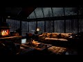 Cozy bedroom atmosphere with gentle rain and fire sound for relax  deep sleep