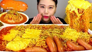 틈새라면 체다치즈 소세지 라면 먹방 Mukbang Eating Sound