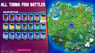 All Toona Fish Color Bottle LOCATIONS & TIMESTAMPS - How to UNLOCK TOONA FISH | Fortnite Season 8