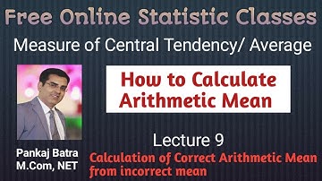 Lecture 9 : Measure of Central  Tendency | Statistics  | Pankaj Batra Sir Classes