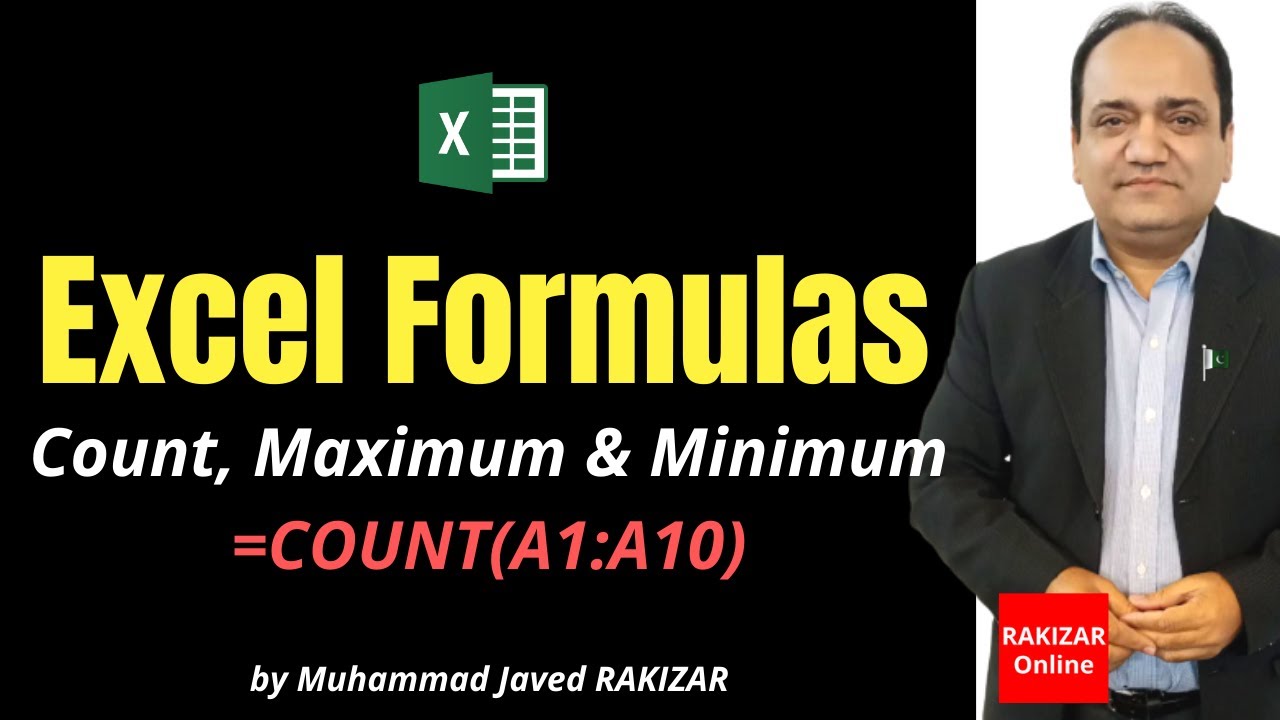 How to use Excel formulas, Count, Maximum & Minimum? RAKIZAR Online