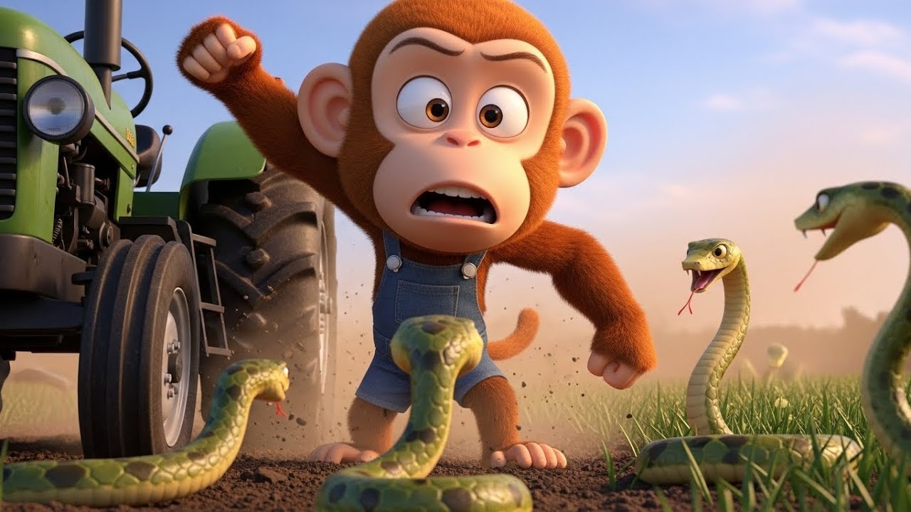 Tractor Hits Hidden Snake Nest, Monkey Farmer Fights for Survival! Farm Rescue