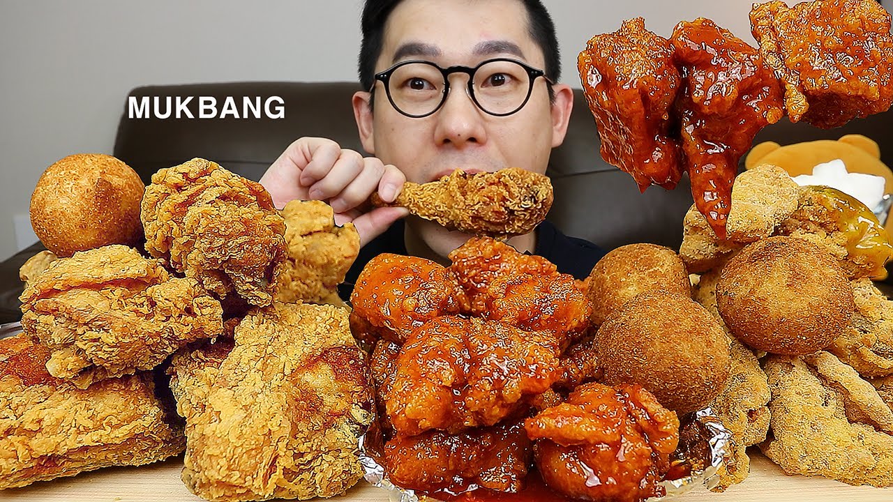 치킨원없이~후라이드 참 잘하는집의 순살양념,눈꽃치즈반과 후라이드치킨 먹방 KOREAN FRIED CHICKEN MUKBANG