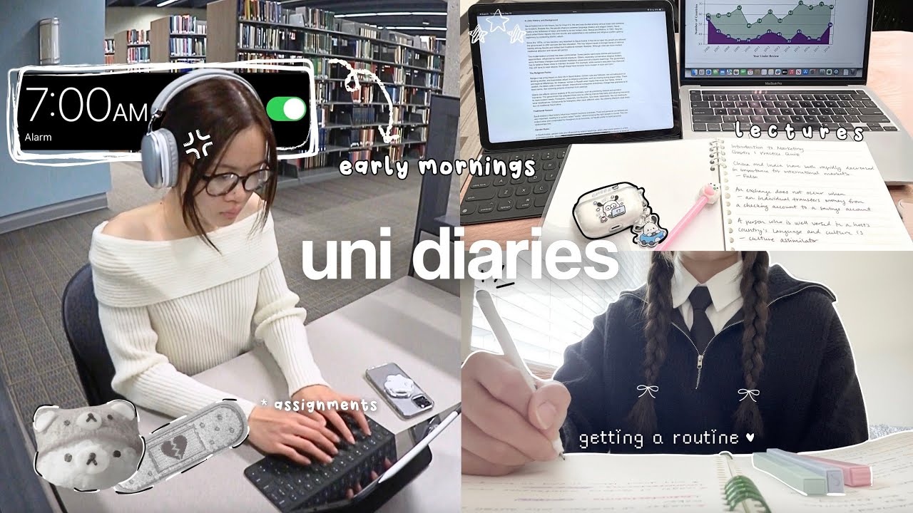 UNI VLOG 🎧⊹♡: productive days, library sessions, getting a routine & school club