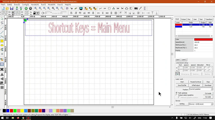TruCUT RDWorks Hotkeys for the Main Menu (Part 1) Hotkeys Step by Step Video Mini-Series